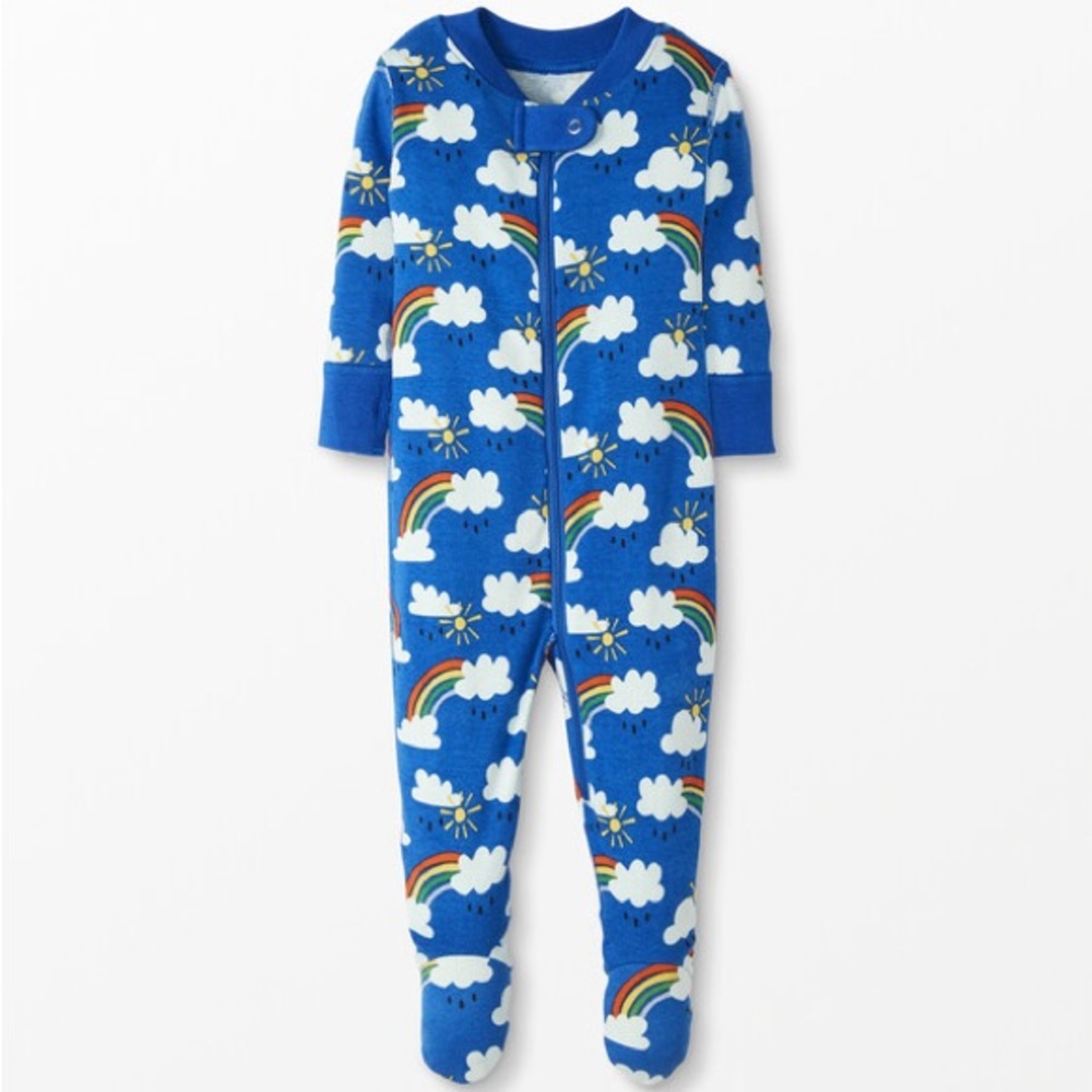 Hanna Andersson Baby Zip Footed Sleeper blue rainbow print size 18-25 months